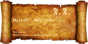 Nyirő Nándor névjegykártya